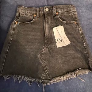NWT ZARA black denim mini. Size: XS